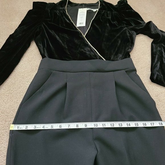 VERONICA BEARD CLEO Crystal-embellished velvet Jumpsuit Sz 6 - Picture 9 of 12